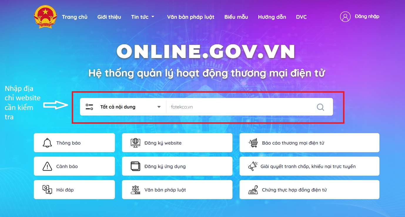 Cách kiểm tra website đã đăng ký với Bộ Công Thương
